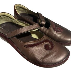 NAOT Women’s Matai Swirl Brown and Bronze Leather Mary Jane’s - EU 39